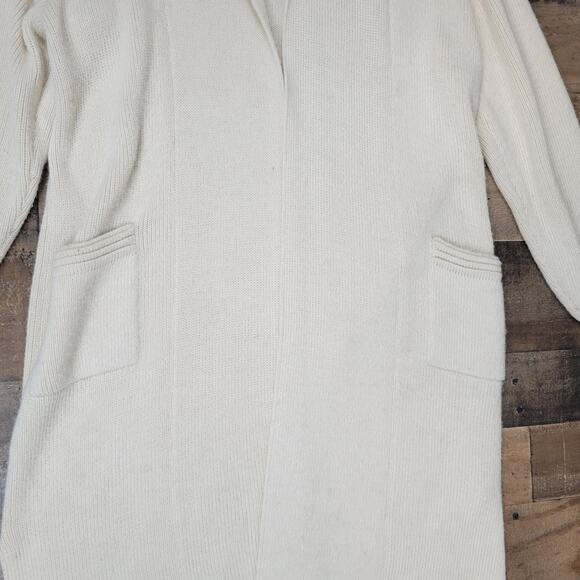 Peruvian Link Alpaca Collection Open Front Cardigan Sweater Heavy White One Size - Picture 3 of 16
